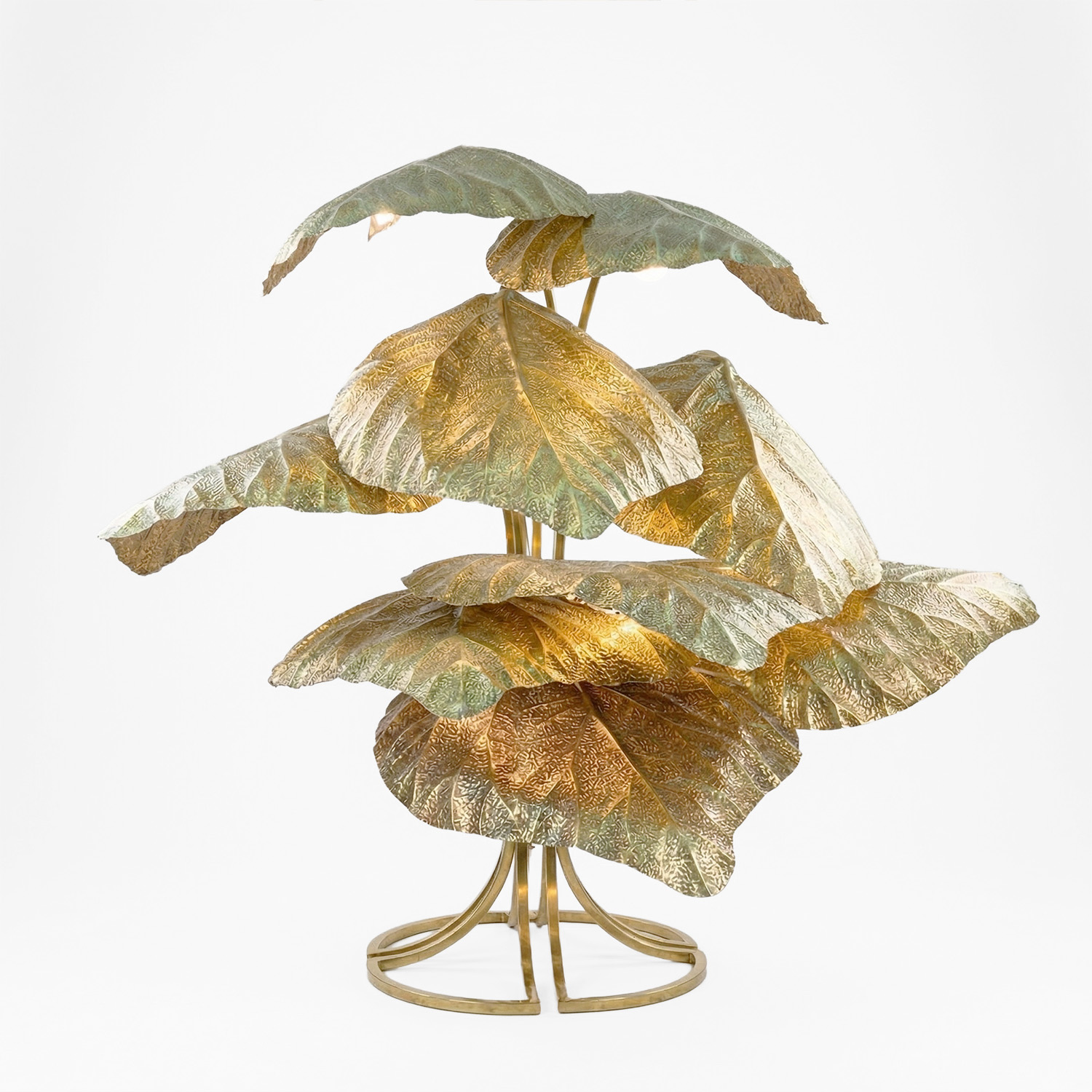 An Italian Gilt Metal Leaf Floor Lamp, by Tommaso Barbi