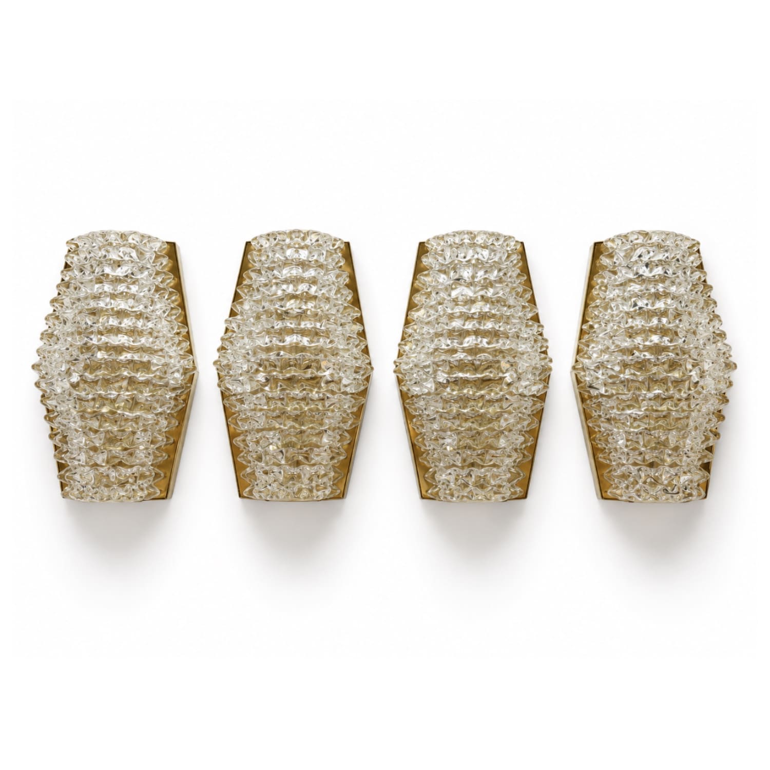 Set of Four Mid-Century Murano Glass Wall Sconces Attributed to Barovier & Toso, Italy, 1960s
