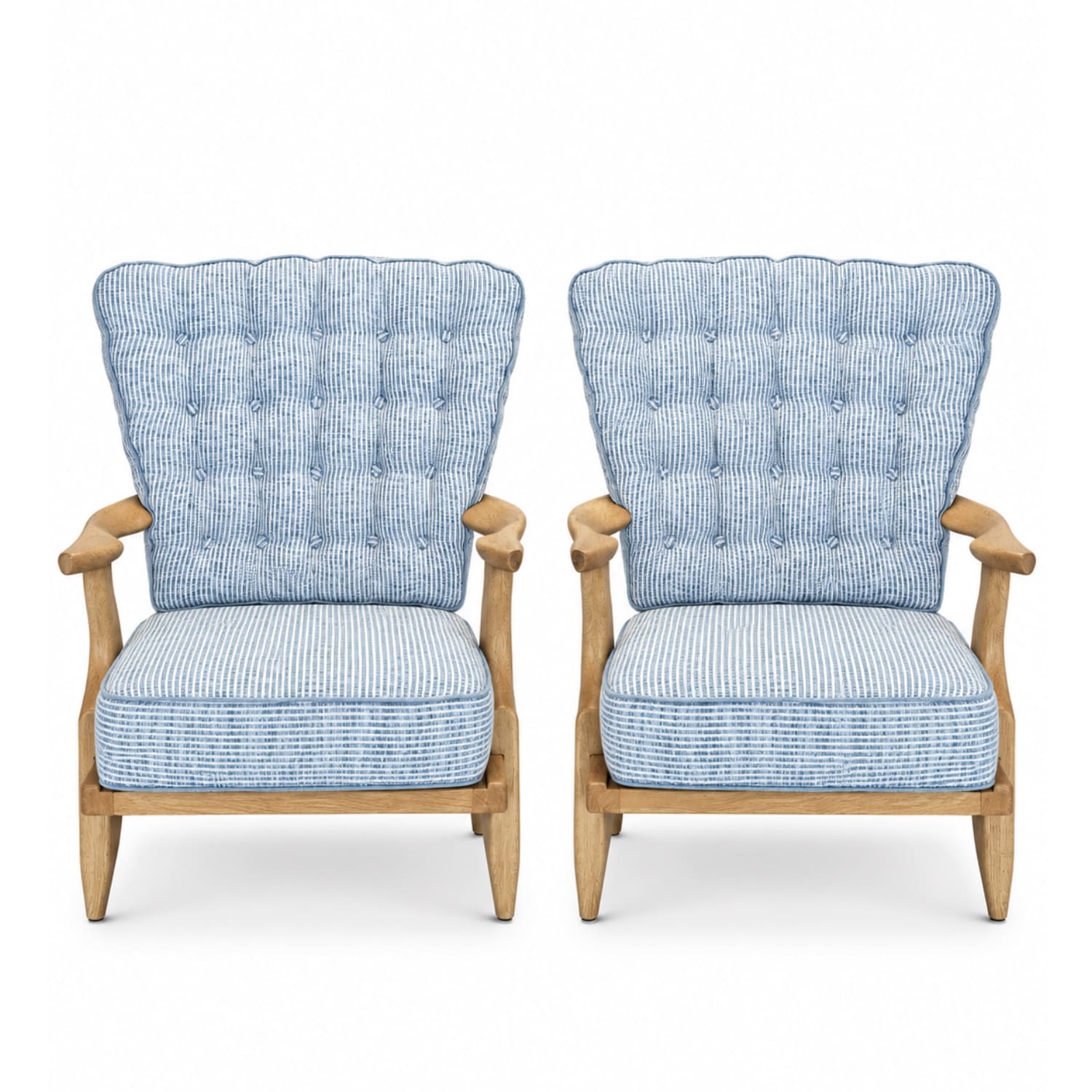 Pair of Guillerme et Chambron Grand Repos Lounge Chairs